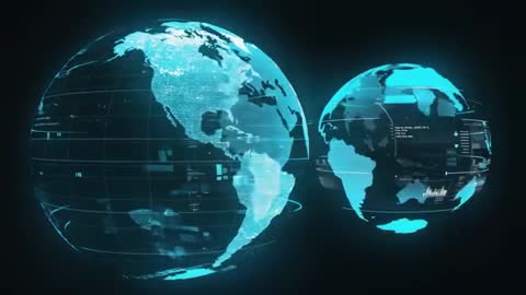 Futuristic Holographic Earth Globes with Digital Interface