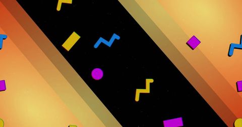 Vibrant Abstract Shapes on Gradient Striped Background