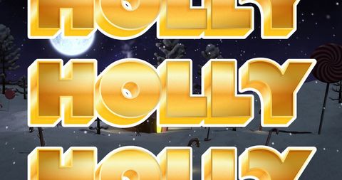 Christmas Holly Text Over Snowy Winter Landscape