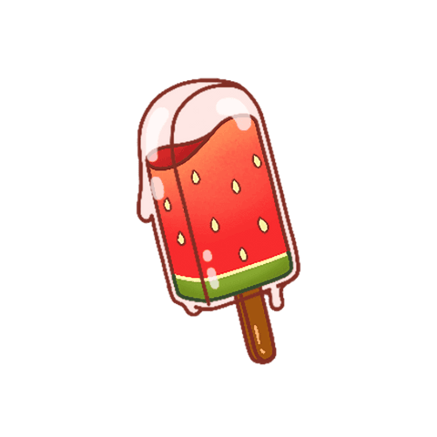 Cartoon watermelon popsicle on transparent background