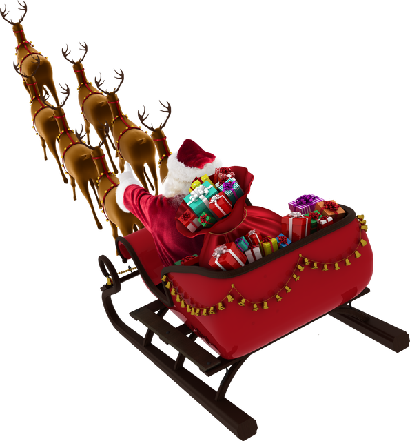 Transparent Rear View of Santa in Sleigh with Reindeer and Gifts - Download Free Stock Videos Pikwizard.com