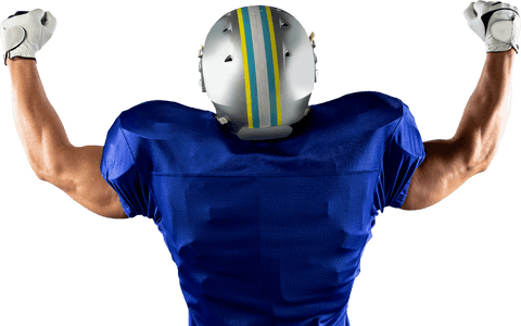Triumphant Football Player in Blue Transparent Background - Download Free Stock Videos Pikwizard.com