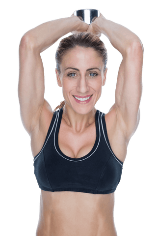 Strong Fit Woman Training with Dumbbell on Transparent Background