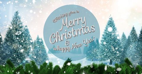 Christmas Card with Snowy Forest and Festive Wishes - Download Free Stock Templates Pikwizard.com