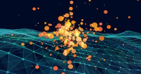 Abstract light particles over digital network grid