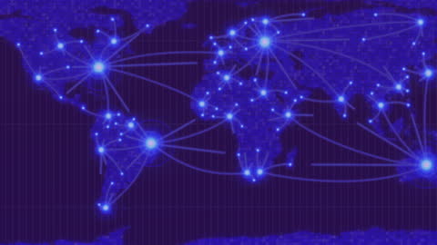 Global Network Connections Illuminating World Map