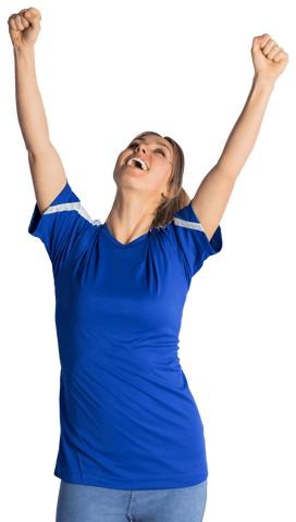 Transparent Graphic Football Fan Cheering with Raised Arms