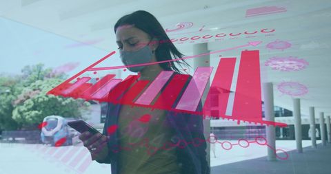 Woman Analyzing COVID-19 Data on Smartphone