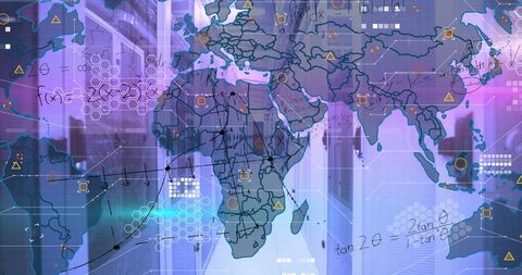 World Map Overlay in High-Tech Server Room - Download Free Stock Images Pikwizard.com