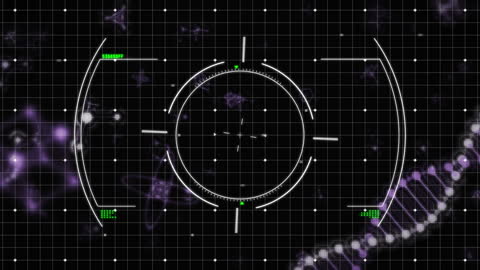 Digital Interface Overlaying DNA Strand Animation