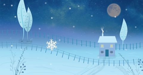 Festive Winter Scene with Santa Sleigh Under Moonlit Sky