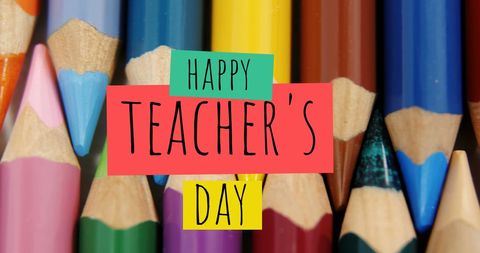 Colorful Pencils with Happy Teacher's Day Message