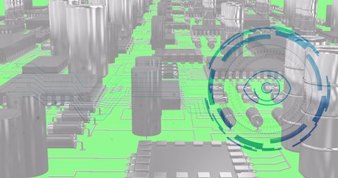 Futuristic Circuit Board with Eye Icon Highlighting Technology - Download Free Stock Images Pikwizard.com