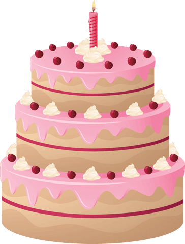 pink iced birthday cake with candle on transparent background - Download Free Stock Videos Pikwizard.com