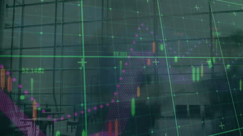 Dynamic Data Visualization Over Modern Office Backdrop