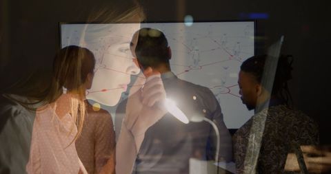 Diverse Team Collaborating Using Technology Interface