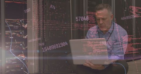 Cybersecurity Analyst in Server Room Analyzing Digital Data - Download Free Stock Images Pikwizard.com