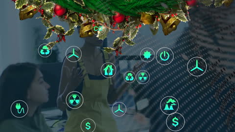 Christmas Decor Over New Technologies in Office