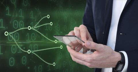 Businessman Using Smartphone with Binary Code Data Concept - Download Free Stock Images Pikwizard.com