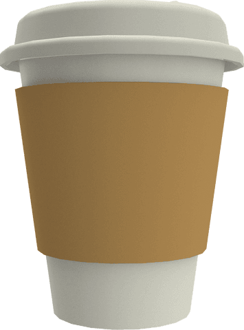 Isolated takeaway coffee cup on transparent background for beverage concept