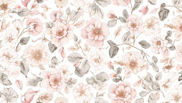 Soft blush watercolor floral repeat pattern for wallpaper, textile, stationery, packaging