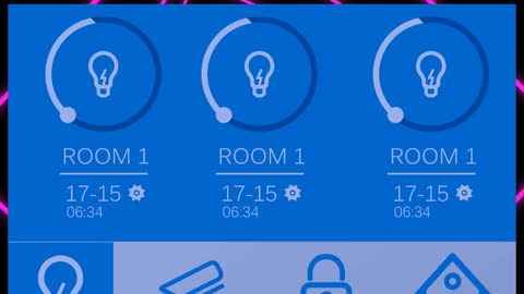 Blue Digital Smart Home Interface Display for Room Management