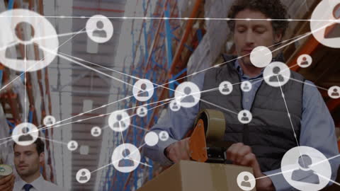 Warehouse Workers Connecting Through Digital Network