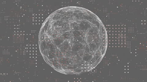 Digital Globe with Connected Network Grid on Transparent Background