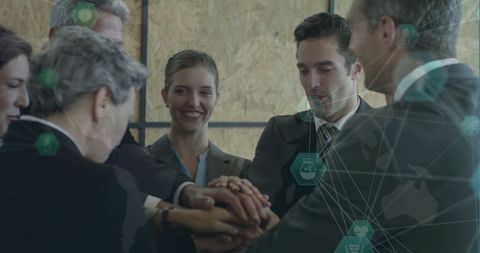 International business network teamwork hand in hand