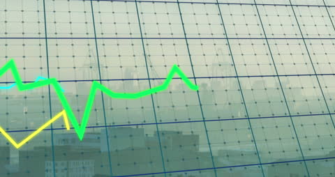 Animated Financial Chart with Cityscape Background