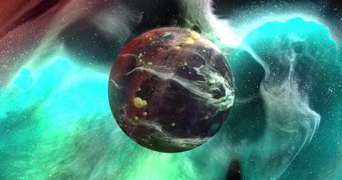 Surreal Brown Planet in Vibrant Galactic Clouds - Download Free Stock Images Pikwizard.com