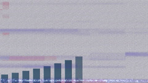 Digital Data Interference Over Bar Chart Background