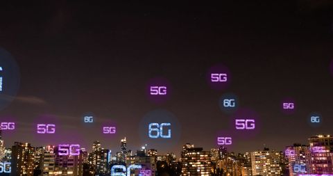 6G Technology in Futuristic Cityscape at Night