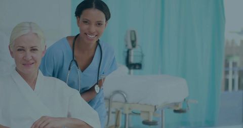 Friendly Nurse Assisting Patient in Hospital Ward