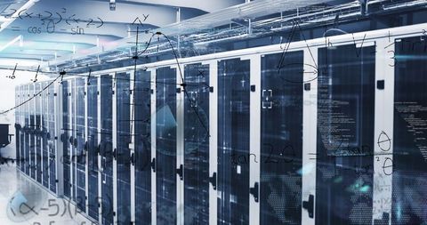 Cutting-Edge Data Center with Floating Mathematical Equations - Download Free Stock Images Pikwizard.com