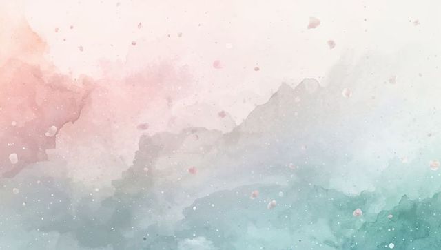 Pastel Watercolor Wash with Soft Splatter, Droplets and Paper Texture