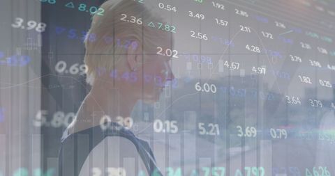 Businesswoman Analyzing Financial Data Amid Digital Display - Download Free Stock Images Pikwizard.com