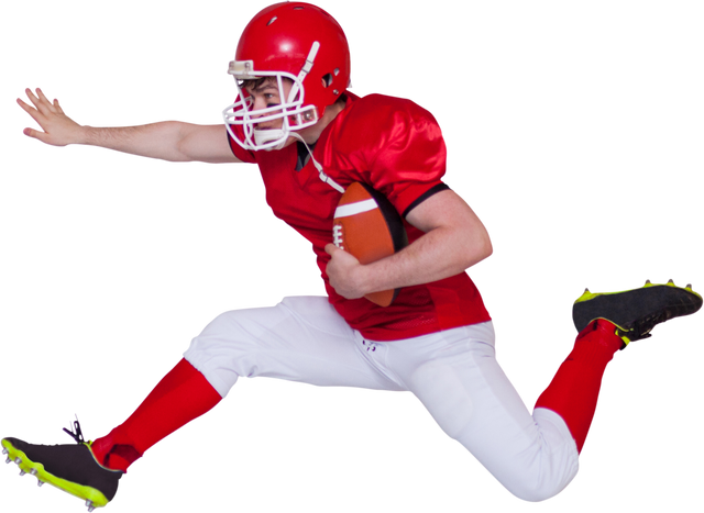 American Football Player in Mid-Air with Ball on Transparent Background - Download Free Stock Videos Pikwizard.com