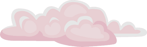 Transparent pink cartoon clouds with layered puffs