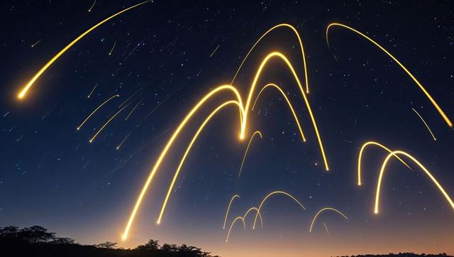 Vibrant Light Arcs Against Starry Sky at Night