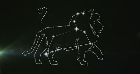 Glowing Leo Zodiac Constellation on Dark Background