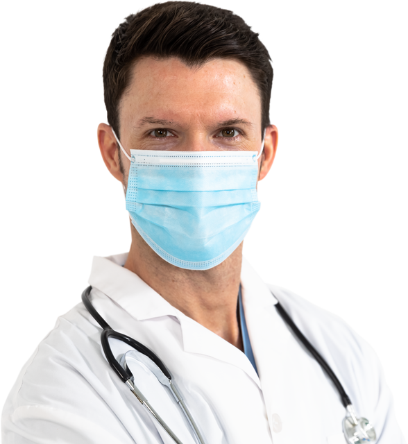 Transparent Doctor Wearing Protective Mask Stethoscope Looking Camera - Download Free Stock Videos Pikwizard.com