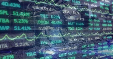 Stock market data overlaying pollution site, business and environment concept