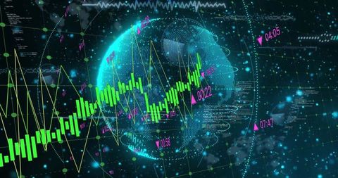 Global Financial Data Visualizing Around a Digital Earth - Download Free Stock Images Pikwizard.com