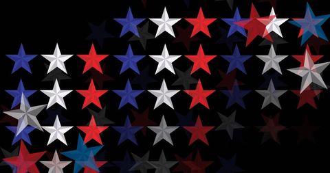 Patriotic Red and Blue Stars on Black