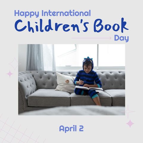 celebrating international children's book day with enthusiastic young reader - Download Free Stock Templates Pikwizard.com