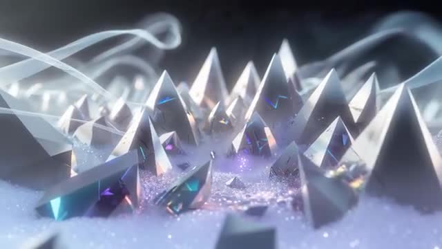 Futuristic Metal Pyramids Spreading Through Fog