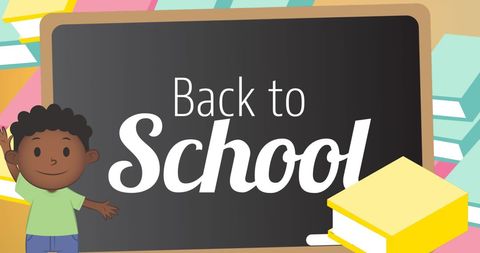 Back to School Chalkboard with Cheerful Cartoon Characters - Download Free Stock Images Pikwizard.com