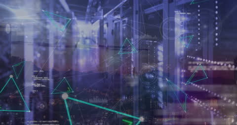 Digital Interface and Data Processing in Futuristic Server Room