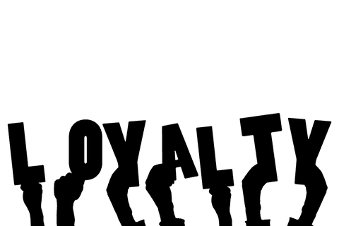 Digital illustration: hands holding loyalty text on transparent background